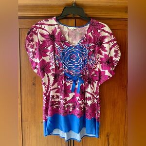 Cabi Women's Floral Top - Pink and Blue